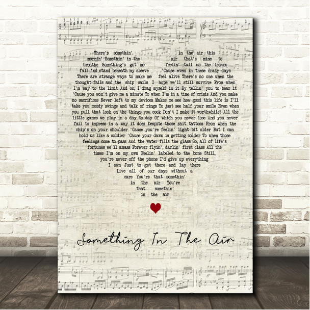 Jamie Webster Something In The Air Script Heart Song Lyric Wall Art Canvas Framed Print