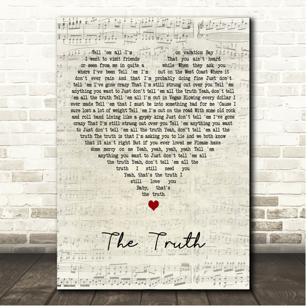 Jason Aldean The Truth Script Heart Song Lyric Wall Art Canvas Framed Print