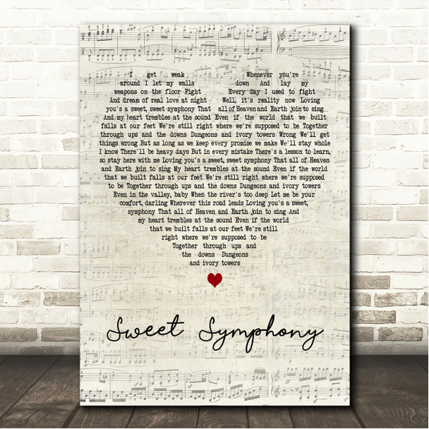 Joy Oladokun & Chris Stapleton Sweet Symphony Script Heart Song Lyric Wall Art Canvas Framed Print
