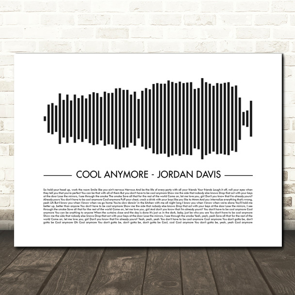 Jordan Davis Cool Anymore Sound Wave Minimal Song Lyric Wall Art Canvas Framed Print