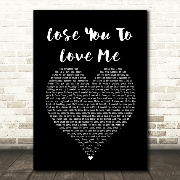 Selena Gomez Lose You To Love Me Black Heart Song Lyric Quote Music Print