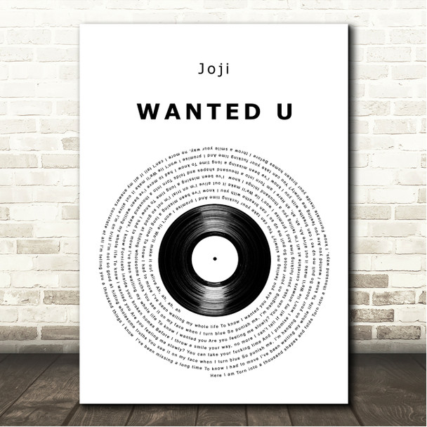 Joji WANTED U Vinyl Record Song Lyric Wall Art Canvas Framed Print