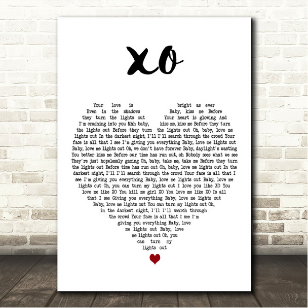 John Mayer XO White Heart Song Lyric Wall Art Canvas Framed Print
