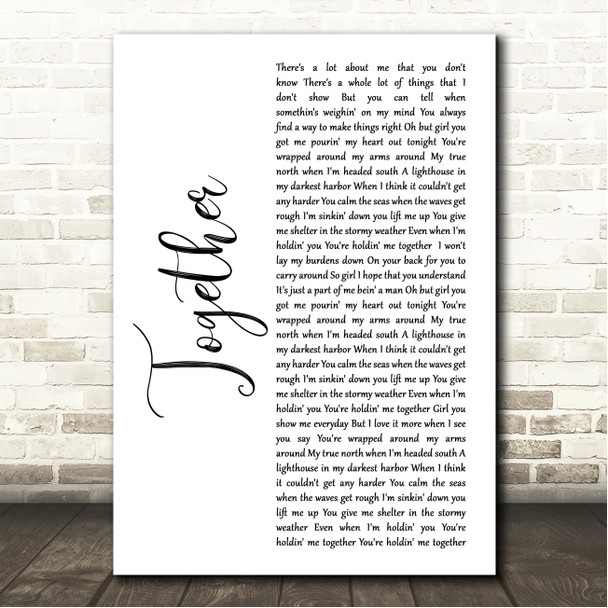 Josh Ward Together White Script Song Lyric Wall Art Canvas Framed Print