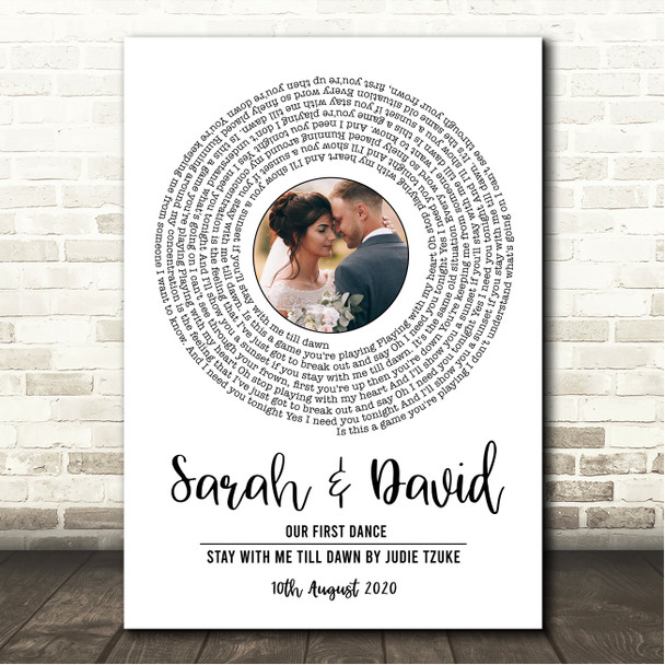 Judie Tzuke Stay With Me Till Dawn White Vinyl Record Wedding First Dance Photo Song Lyric Wall Art Canvas Framed Print