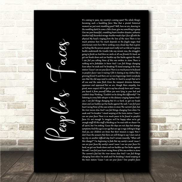 Kae Tempest Peoples Faces Black Script Song Lyric Wall Art Canvas Framed Print
