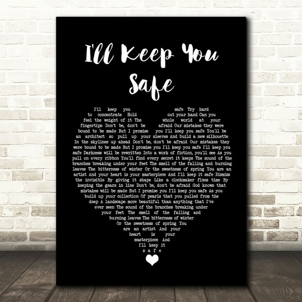 Sleeping At Last I'll Keep You Safe Black Heart Song Lyric Quote Music Print