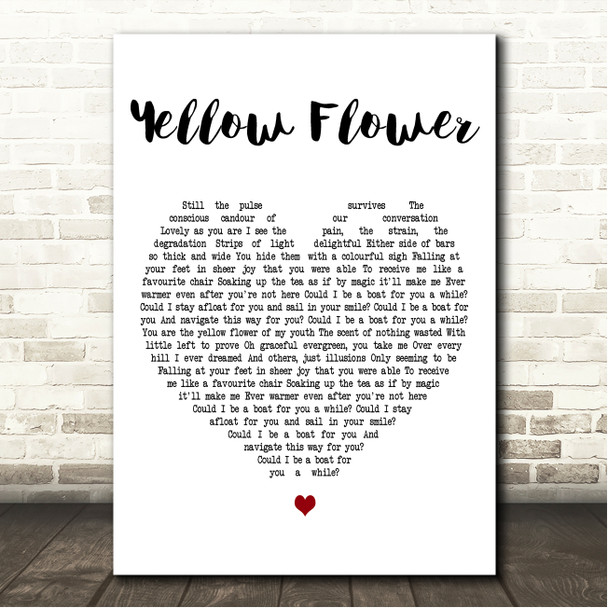 KT Tunstall Yellow Flower White Heart Song Lyric Wall Art Canvas Framed Print