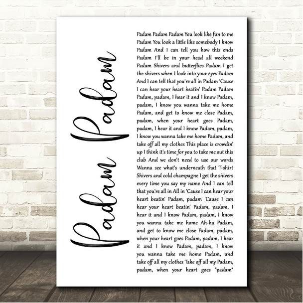 Kylie Minogue Padam Padam White Script Song Lyric Wall Art Canvas Framed Print