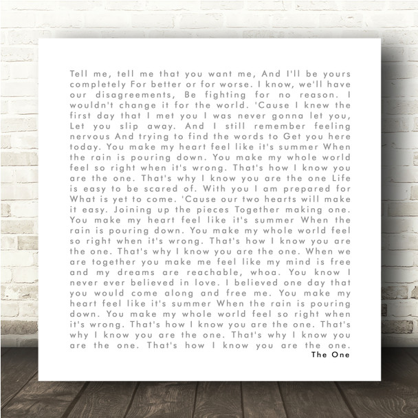 Kodaline The One White Square Simple Script Song Lyric Wall Art Canvas Framed Print