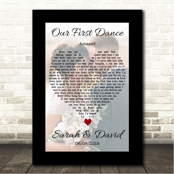 Lonestar Amazed Black Border Wedding Photo First Dance Song Lyric Wall Art Canvas Framed Print
