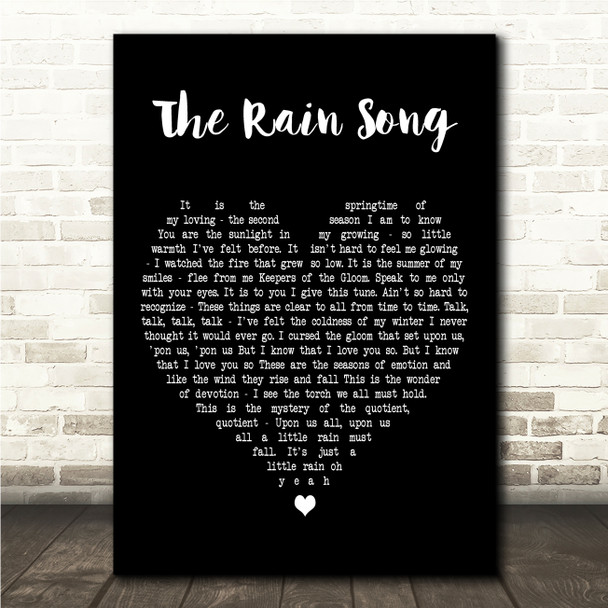 Led Zeppelin The Rain Song Black Heart Song Lyric Wall Art Canvas Framed Print
