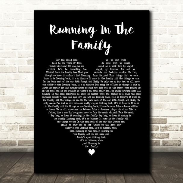 Level 42 Running In The Family Black Heart Song Lyric Wall Art Canvas Framed Print
