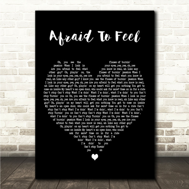 LF SYSTEM Afraid To Feel Black Heart Song Lyric Wall Art Canvas Framed Print