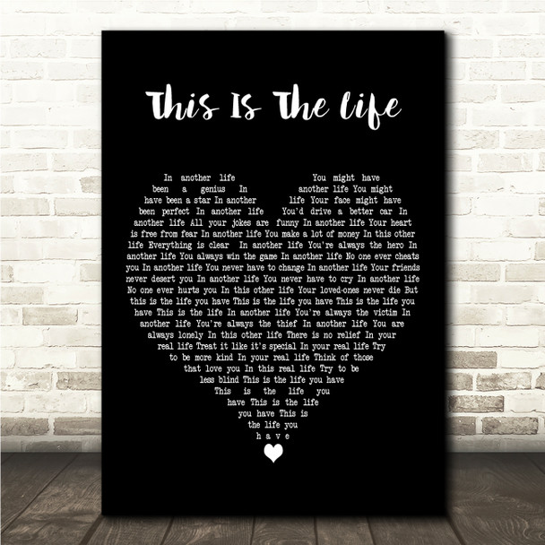 Living Colour This Is The Life Black Heart Song Lyric Wall Art Canvas Framed Print