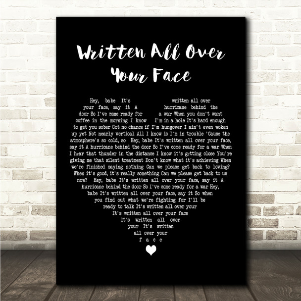 Louis Tomlinson Written All Over Your Face Black Heart Song Lyric Wall Art Canvas Framed Print
