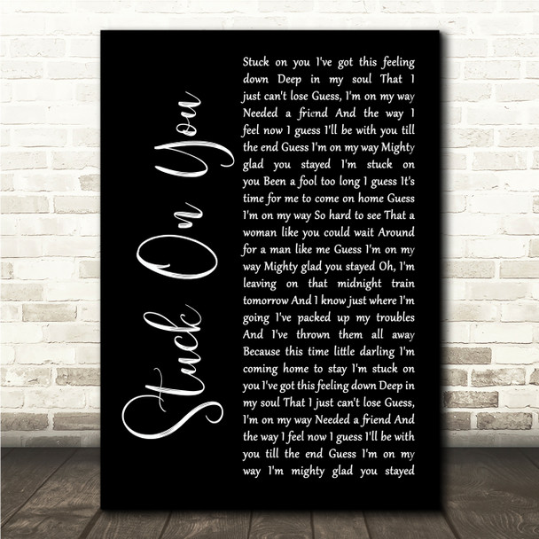 Lionel Richie Stuck On You Black Script Song Lyric Wall Art Canvas Framed Print
