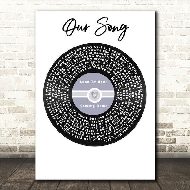 Leon Bridges Coming Home Blue Heart Vinyl Record Song Lyric Wall Art Canvas Framed Print