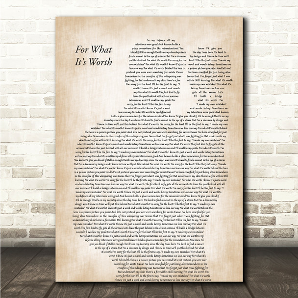 Liam Gallagher For What It's Worth Father & Baby Song Lyric Wall Art Canvas Framed Print