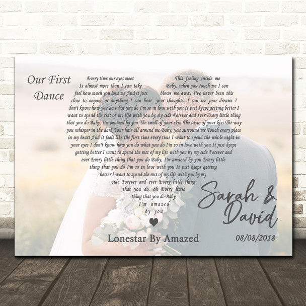 Lonestar Amazed Full Page Landscape Photo First Dance Wedding Song Lyric Wall Art Canvas Framed Print