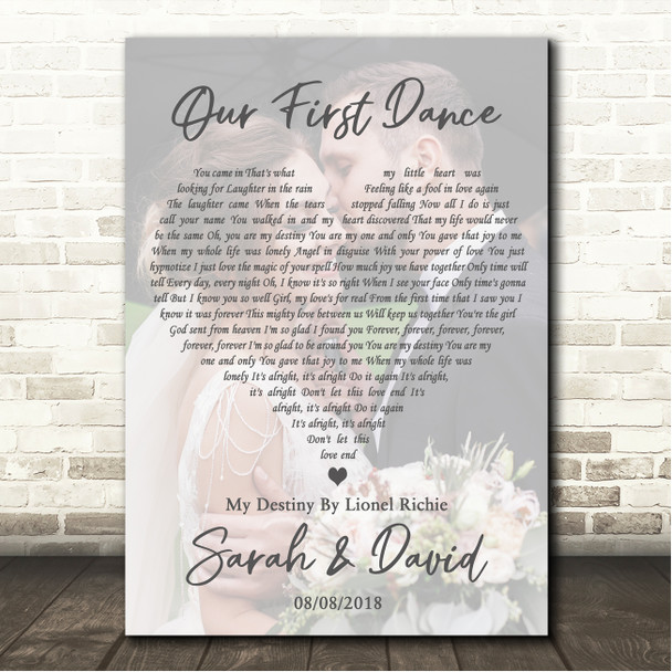 Lionel Richie My Destiny Full Page Portrait Photo First Dance Wedding Song Lyric Wall Art Canvas Framed Print