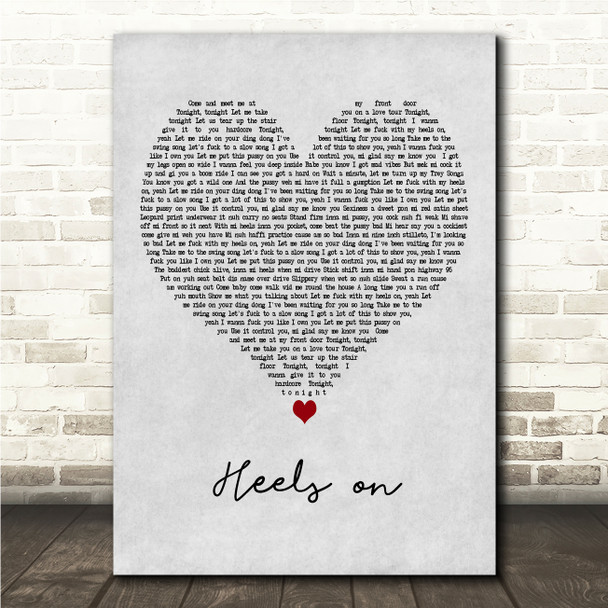 Lady Saw Heels on Grey Heart Song Lyric Wall Art Canvas Framed Print