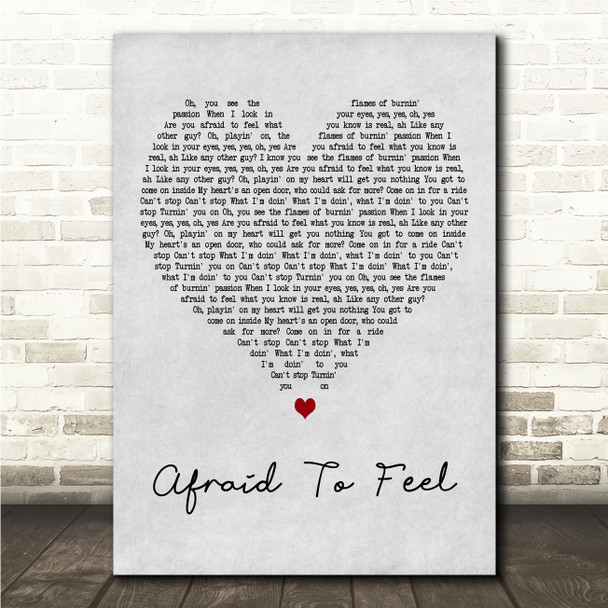 LF SYSTEM Afraid To Feel Grey Heart Song Lyric Wall Art Canvas Framed Print