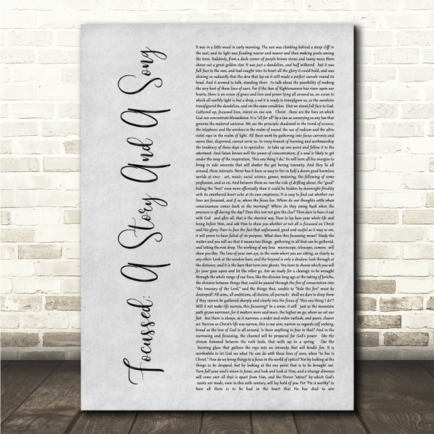 Lilias Trotter Focussed A Story And A Song Grey Rustic Script Song Lyric Wall Art Canvas Framed Print
