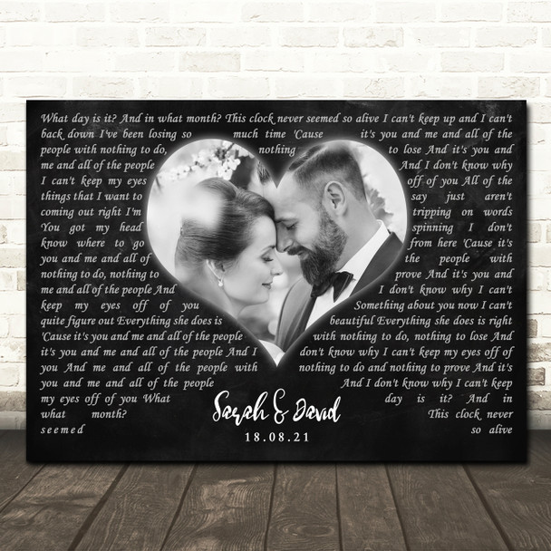 Lifehouse You And Me Landscape Black Heart Wedding Photo Song Lyric Wall Art Canvas Framed Print