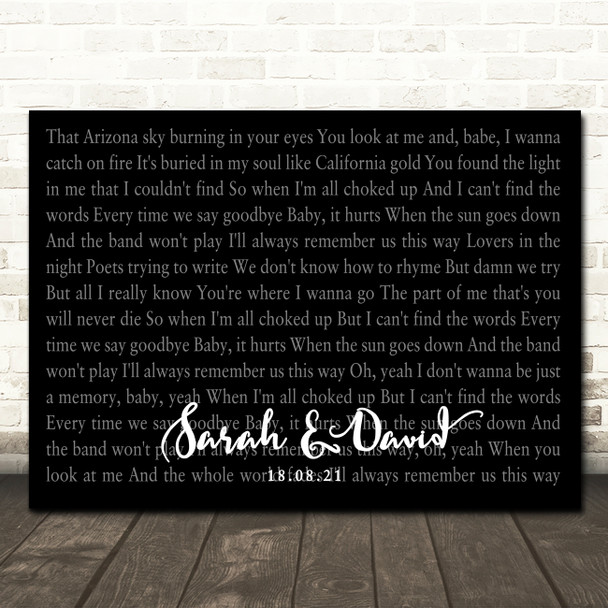 Lady Gaga Always Remember Us This Way Landscape Smudge Black Grey Wedding Photo Song Lyric Wall Art Canvas Framed Print