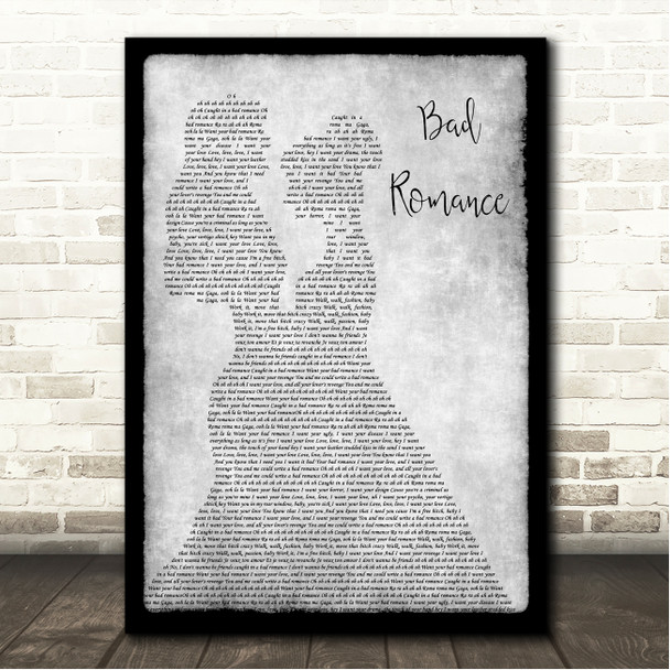 Lady Gaga Bad Romance Lesbian Couple Two Ladies Dancing Grey Song Lyric Wall Art Canvas Framed Print