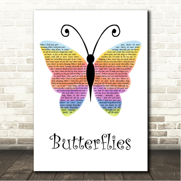 Lucy Spraggan Butterflies Rainbow Butterfly Song Lyric Wall Art Canvas Framed Print