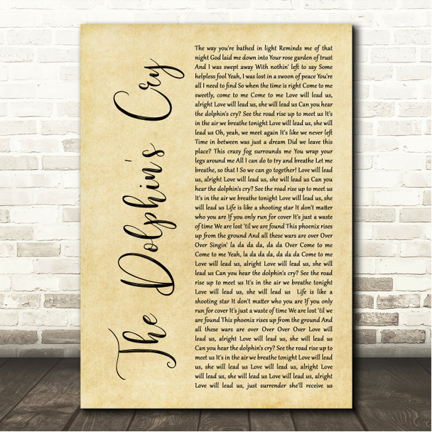 LIVE The Dolphins Cry Rustic Script Song Lyric Wall Art Canvas Framed Print