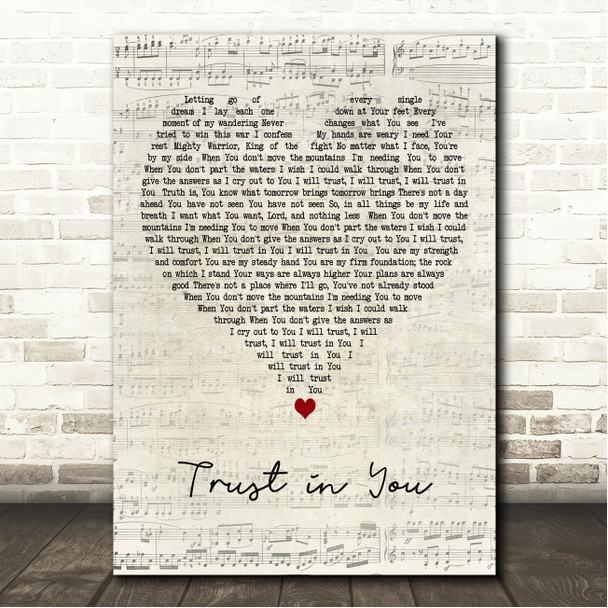 Lauren Daigle Trust in You Script Heart Song Lyric Wall Art Canvas Framed Print