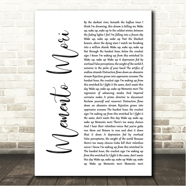 Lamb Of God Memento Mori White Script Song Lyric Wall Art Canvas Framed Print