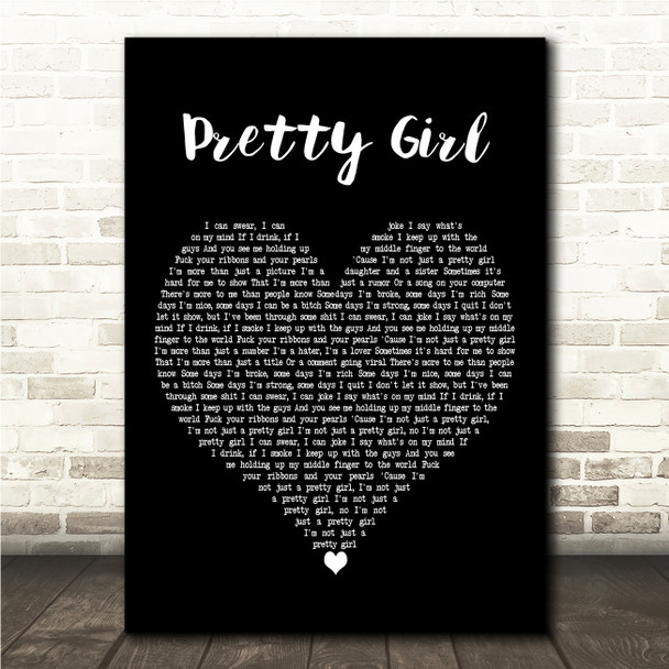 Maggie Lindemann Pretty Girl Black Heart Song Lyric Wall Art Canvas Framed Print