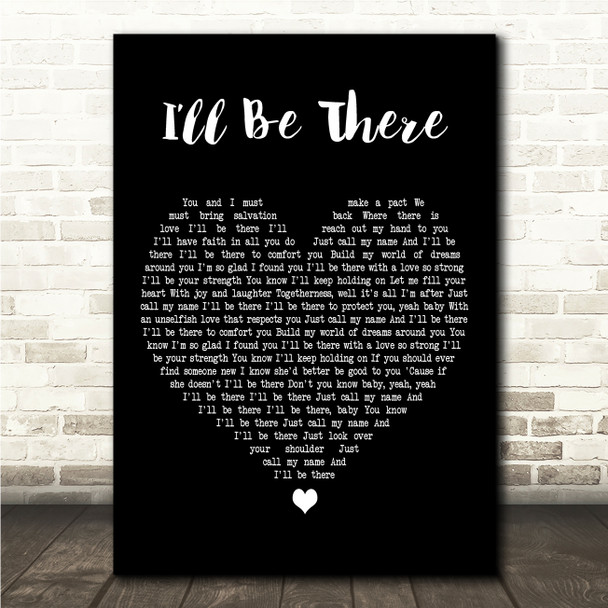 Mariah Carey Ill Be There Black Heart Song Lyric Wall Art Canvas Framed Print