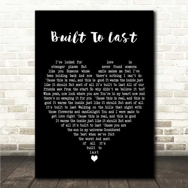 Melee Built To Last Black Heart Song Lyric Wall Art Canvas Framed Print