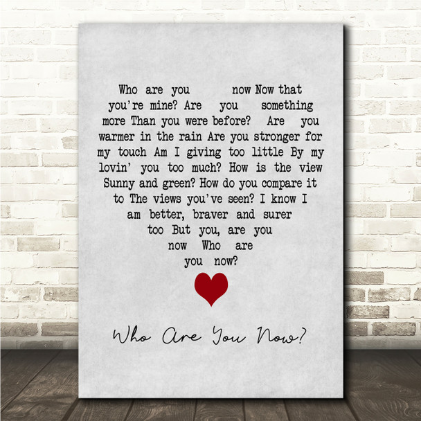 Michael Feinstein Who Are You Now Grey Heart Song Lyric Wall Art Canvas Framed Print