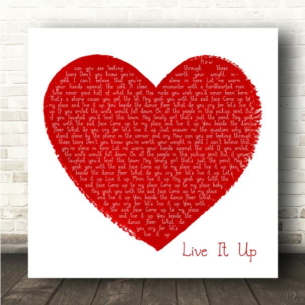 Mental As Anything Live It Up Painted Red Heart Square Song Lyric Wall Art Canvas Framed Print