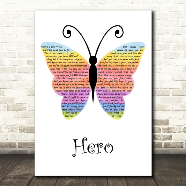 Mariah Carey Hero Rainbow Butterfly Song Lyric Wall Art Canvas Framed Print