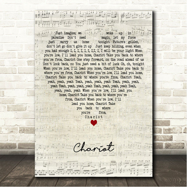 Mega Chariot Script Heart Song Lyric Wall Art Canvas Framed Print