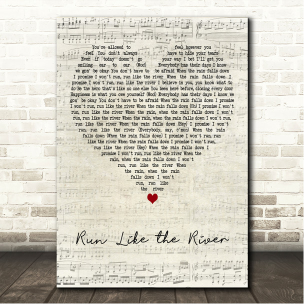 Meghan Trainor Run Like the River Script Heart Song Lyric Wall Art Canvas Framed Print