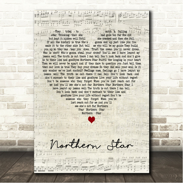 Melanie C Northern Star Script Heart Song Lyric Wall Art Canvas Framed Print