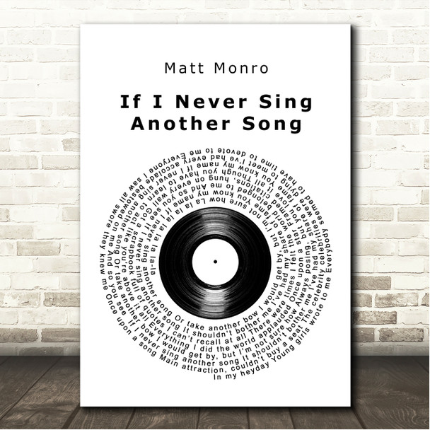 Matt Monro If I Never Sing Another Song Vinyl Record Song Lyric Wall Art Canvas Framed Print
