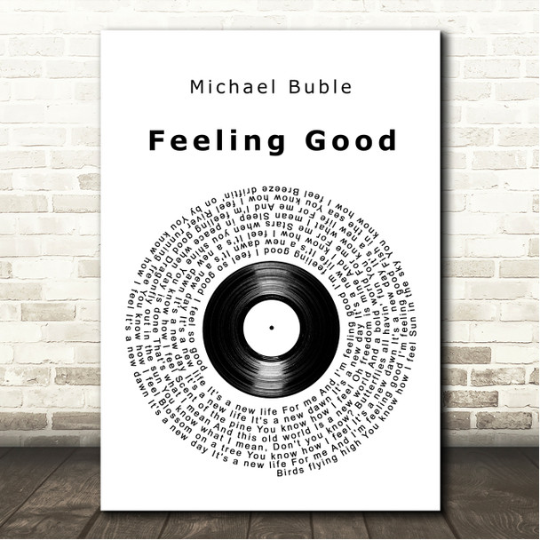 Michael Buble Feeling Good Vinyl Record Song Lyric Wall Art Canvas Framed Print