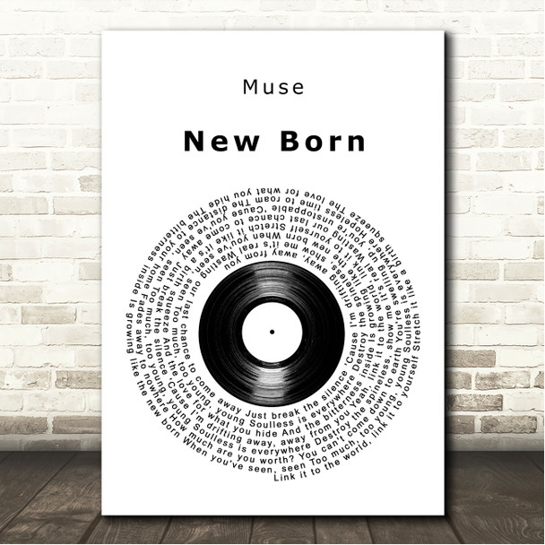 Muse New Born Vinyl Record Song Lyric Wall Art Canvas Framed Print