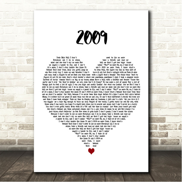 Mac Miller 2009 White Heart Song Lyric Wall Art Canvas Framed Print