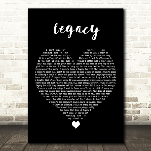 Nichole Nordeman Legacy Black Heart Song Lyric Wall Art Canvas Framed Print