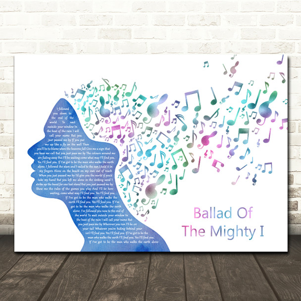 Noel Gallagher's High Flying Birds Ballad Of The Mighty I Colourful Music Note Hair Song Lyric Wall Art Canvas Framed Print